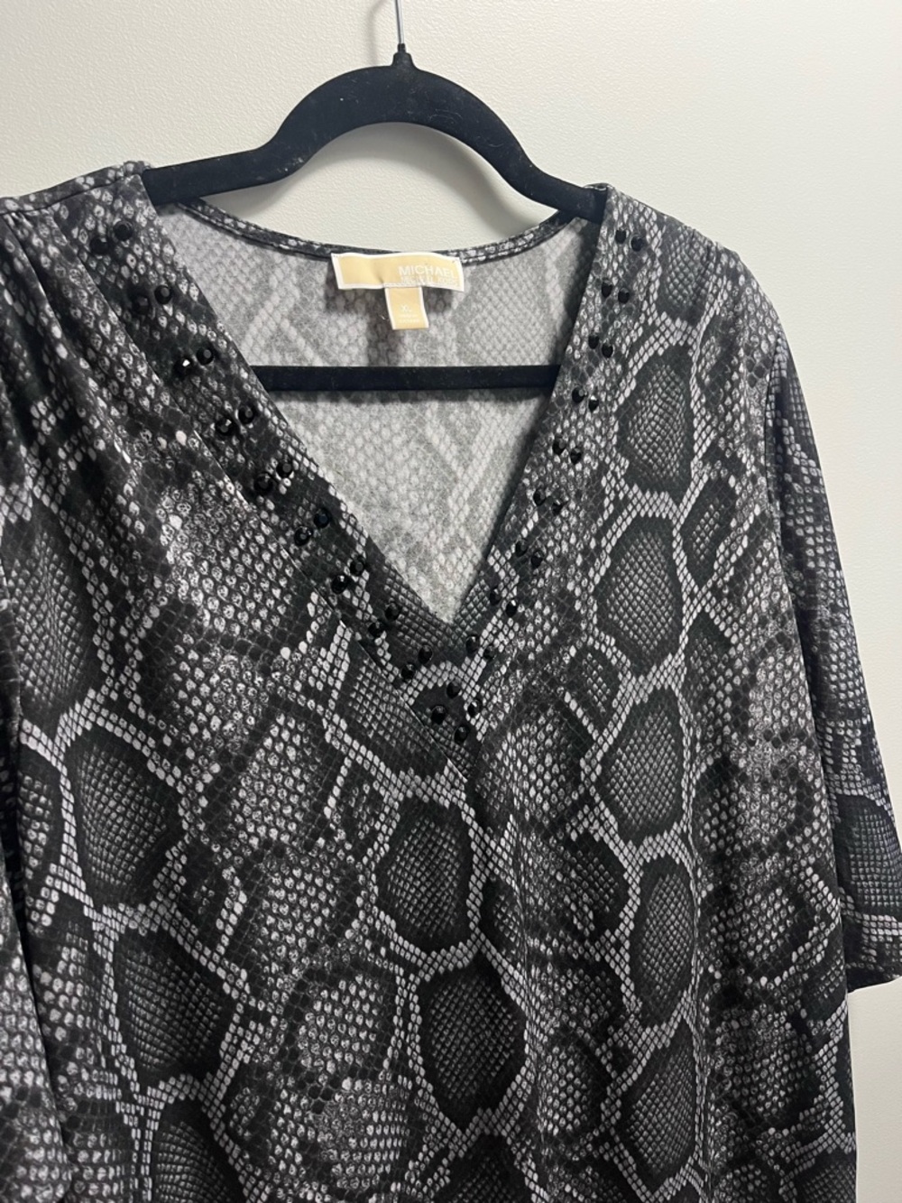 Michael Kors Black & Gray Snake-Print V-Neck Tunic